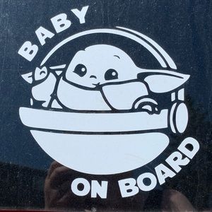 Baby on Board Baby Yoda Grogu car decal